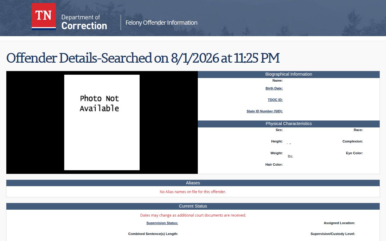 Stewart County projected release date FOIL detail fields