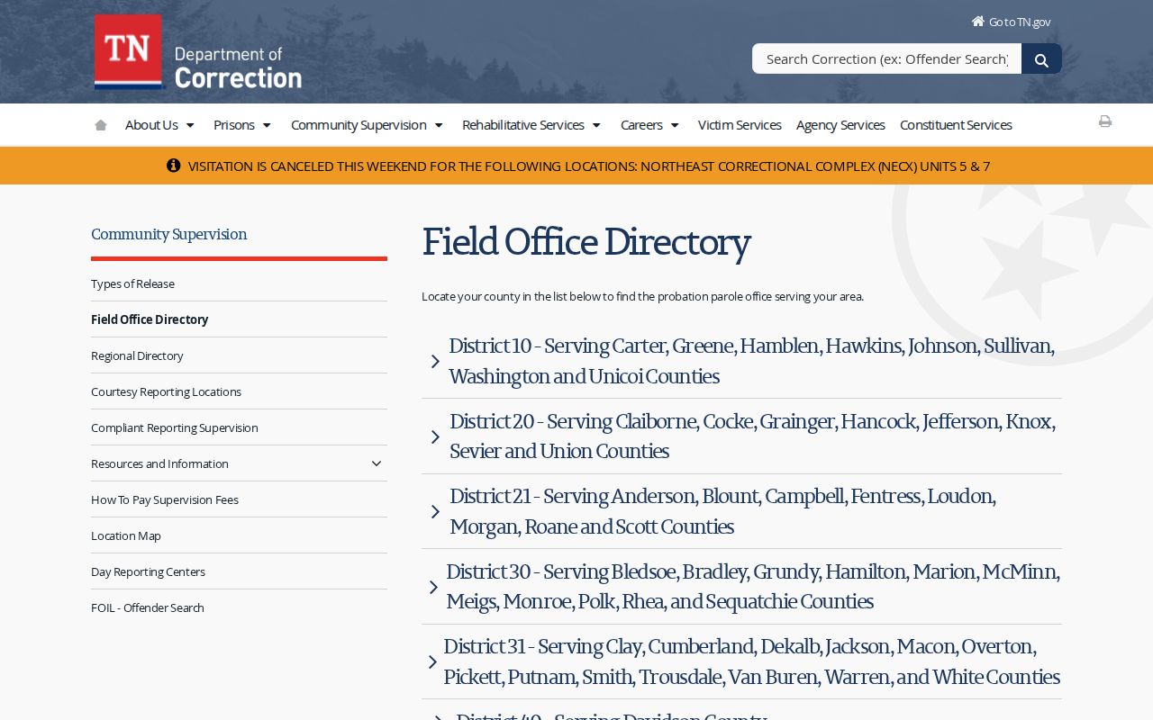 Stewart County parole and probation District 80 office directory