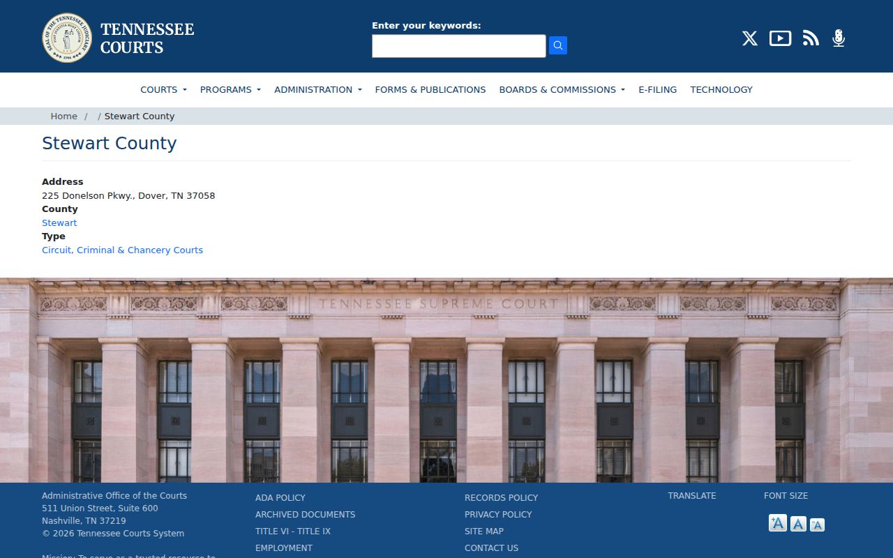 Official court contacts for Stewart County release records
